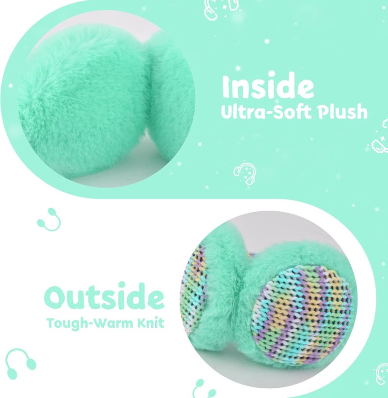 SEDUXI Kids Winter Ear Muffs with Gloves Set - Plush Knit Earmuffs & Mittens, Adjustable Soft Ear Warmers for Boys Girls 3-16 Years - Image 2